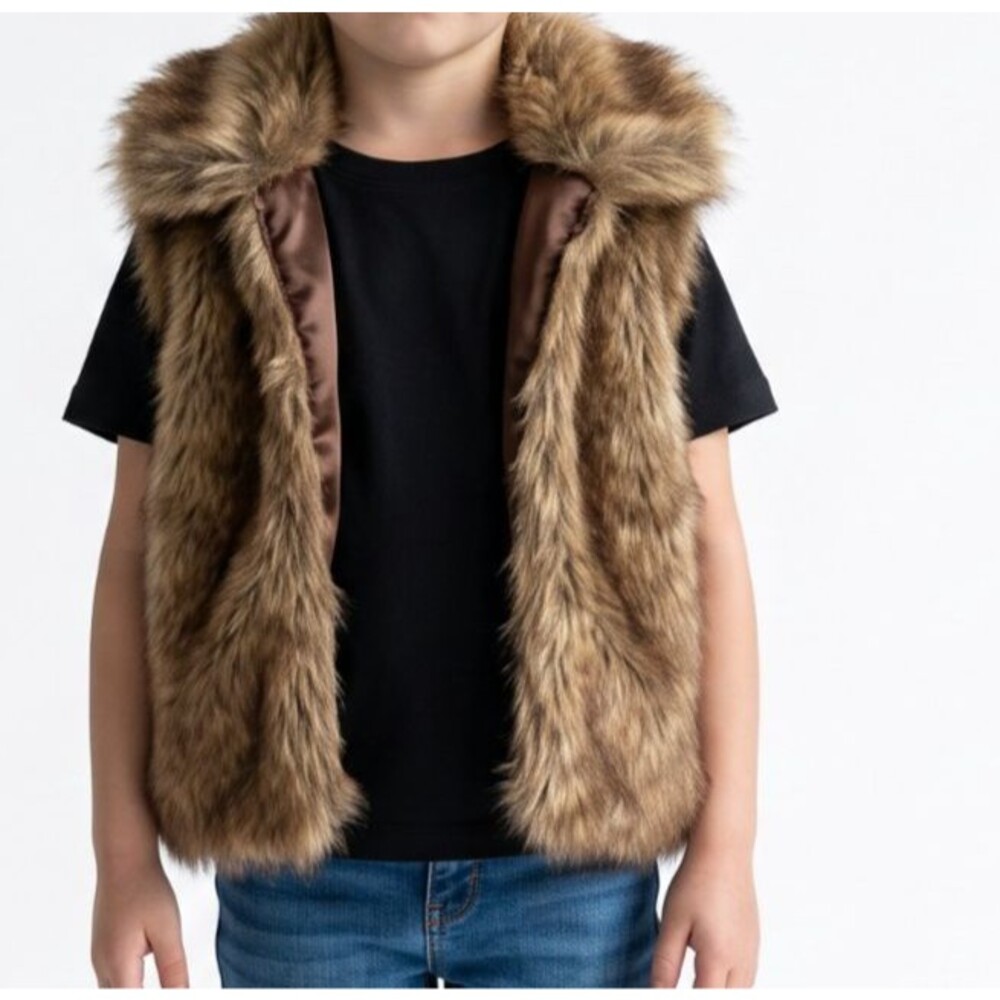 Polo Ralph Lauren Faux Fur Vest Girls Size 5 Small Brown Retro 70s Dress up